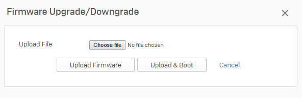 Options to upload firmware or upload and restart with the new firmware