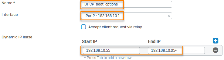 Configure DHCP server