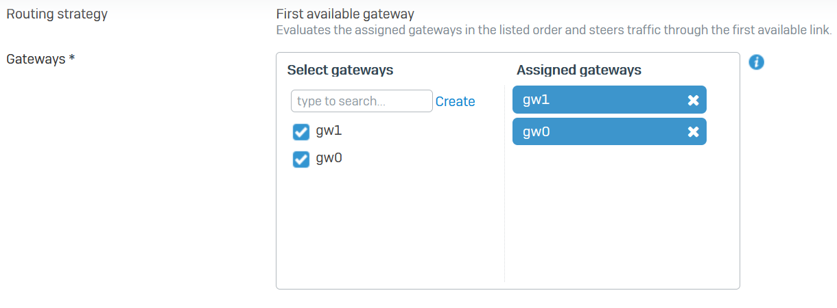 Select gateways.