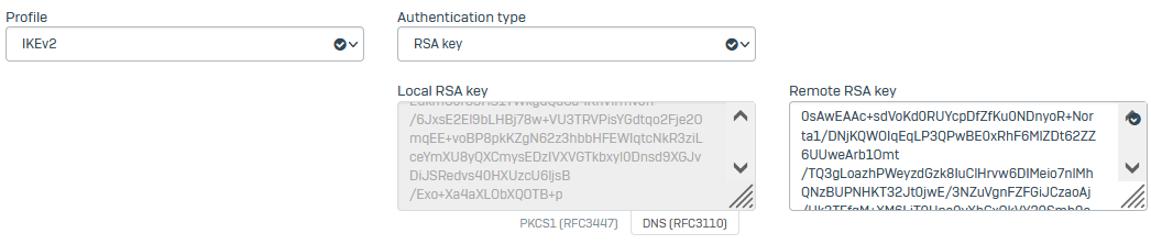 Route-based VPN encryption settings