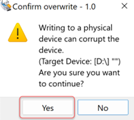 Confirm overwrite.