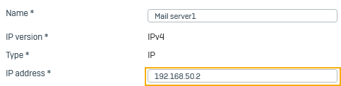メールサーバーの IP ホスト