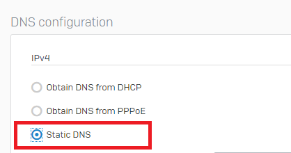 スタティック DNS サーバーを設定します