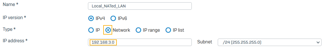 変換されたローカル LAN IP ホストの設定 (ファイアウォール 2)