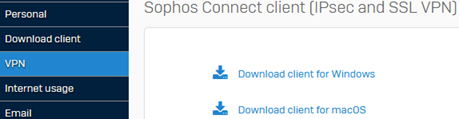 Sophos Connect クライアントのインストーラ