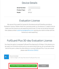 Confirm license on Sophos Firewall licensing portal.
