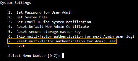 Reset MFA for default admin.
