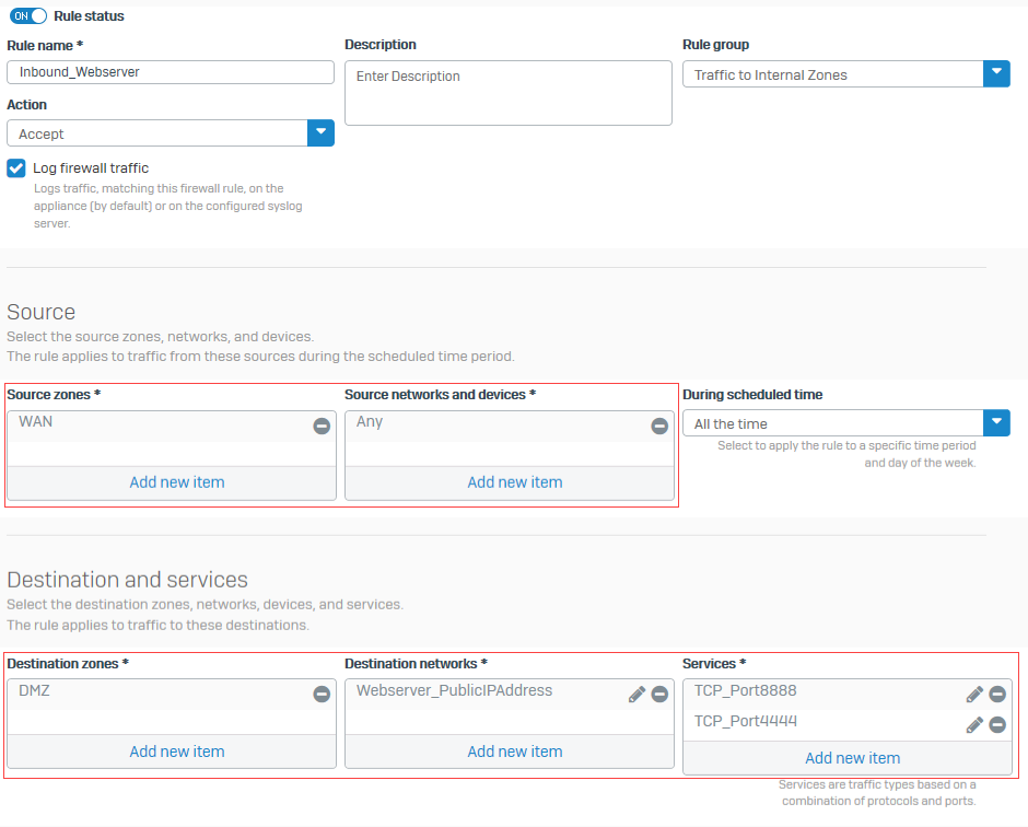 Firewall rule corresponding to the DNAT rule.