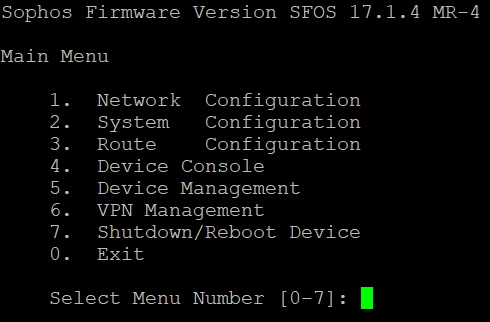 CLI menu.