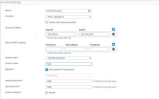 Configure the DHCP server.