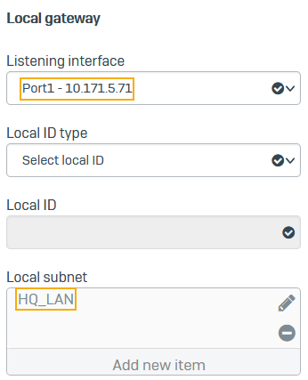 Local gateway settings.