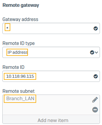 Remote gateway settings.