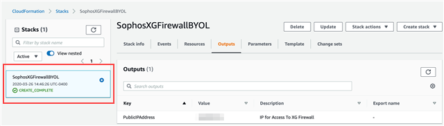 スタックの作成が完了しました。