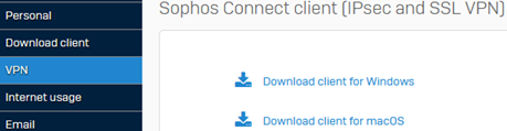 Sophos Connect クライアントのインストーラ。