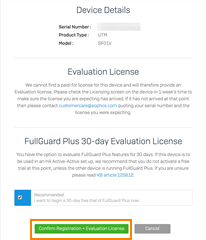 Confirm license on Sophos Firewall licensing portal.