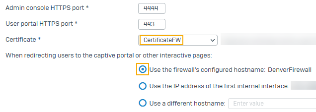 Selecting firewall's hostname.