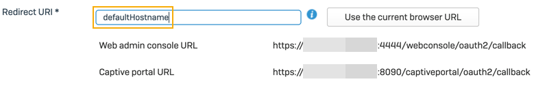 Sophos Central redirect URI.