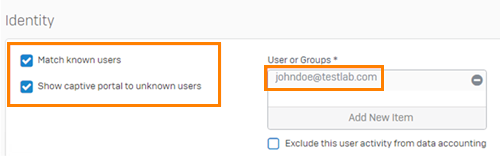 Select the user in firewall rule.