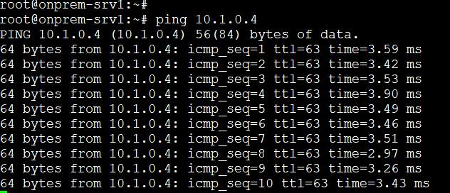 On-premise to Azure ping test.