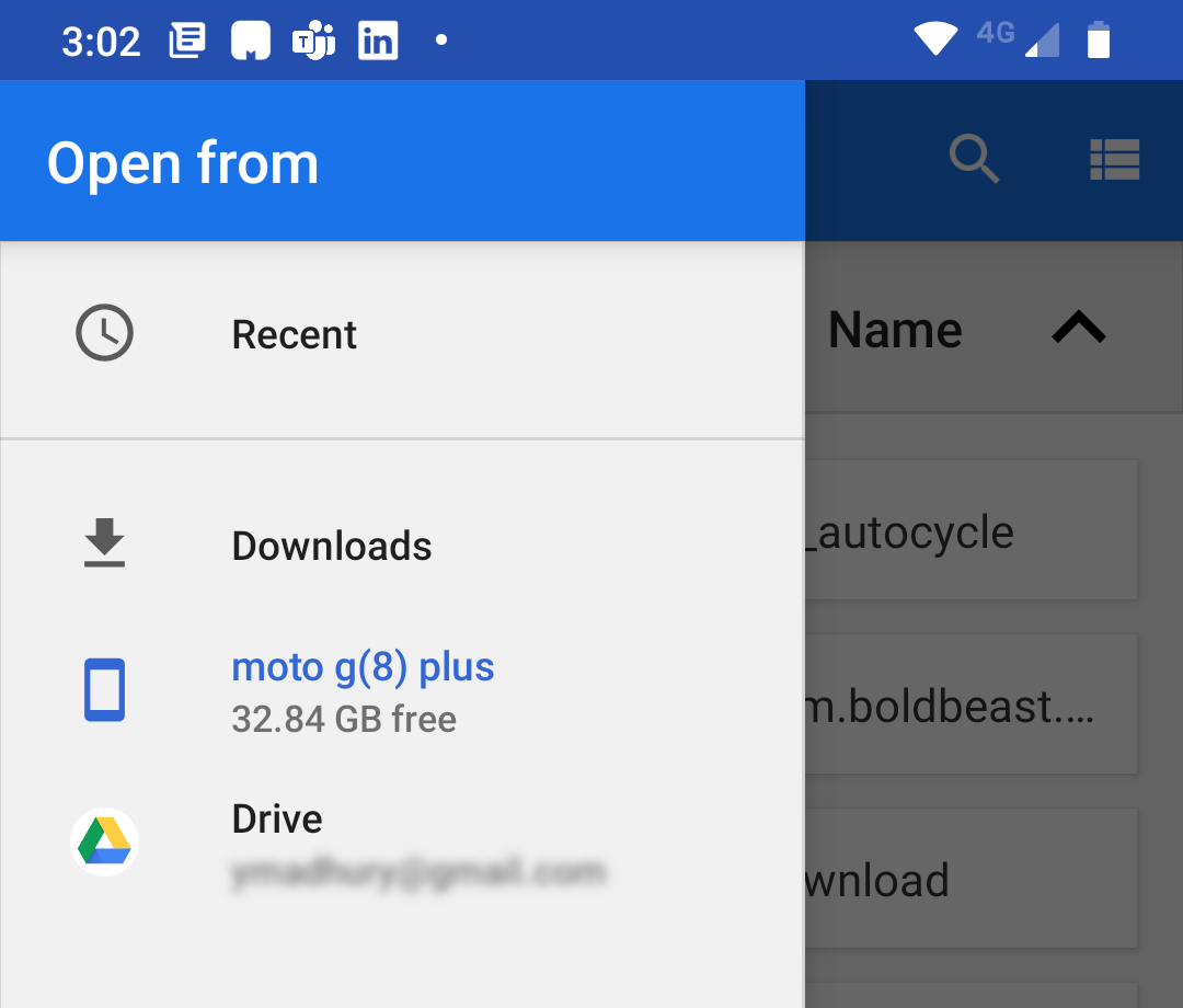 Open storage on Android.