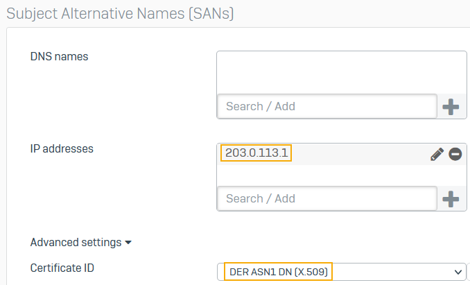 Subject Alternative Names.