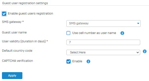 Guest user registration settings.