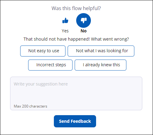 The feedback form for negative feedback.