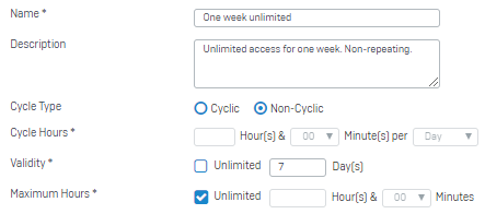 Example settings for surfing quota policy.