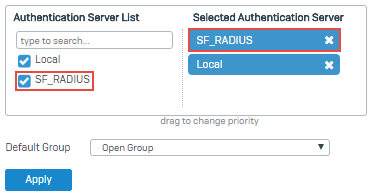 RADIUS server as primary authentication server.