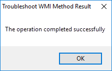 A successful WMI connectivity test message.