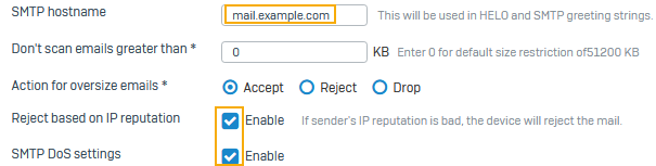 SMTP settings.