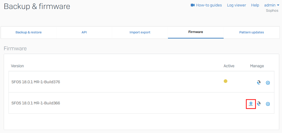 Upload a firmware version.