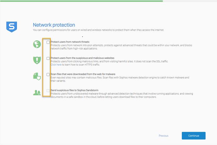 Network protection screen where you can enable network protection.