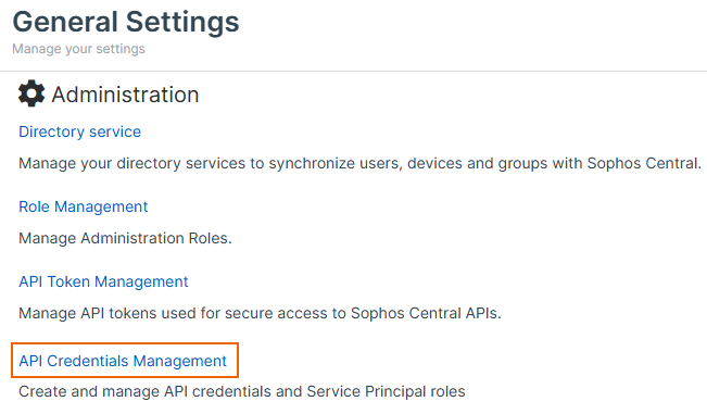 API credentials management.