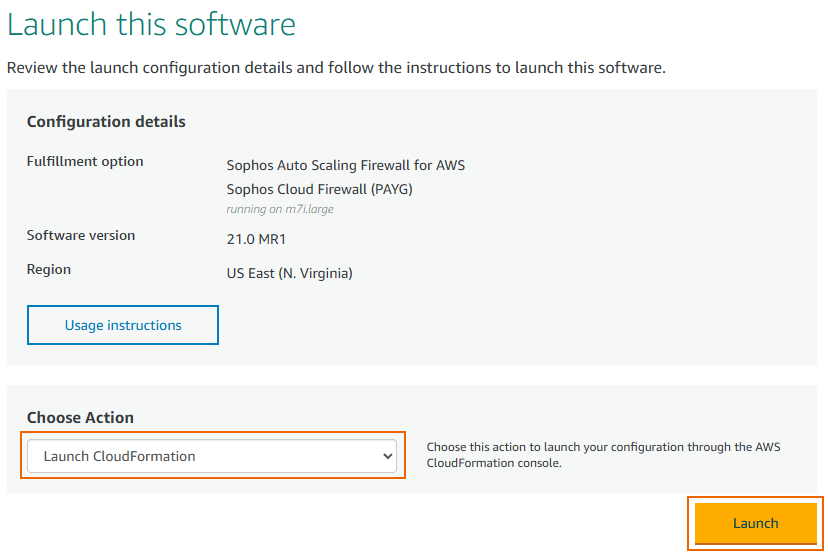 Launch cloud formation.