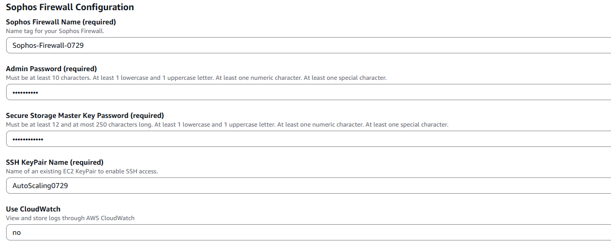 Sophos Firewall configuration.