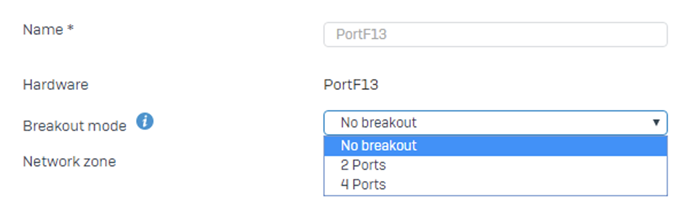 Select breakout configuration.