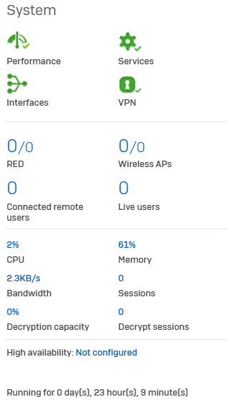 Control center system widget.
