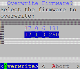 Select the firmware to overwrite.