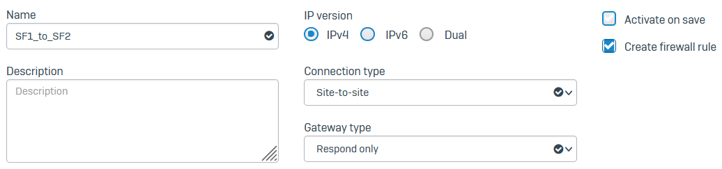IPsec configuration on firewall one.