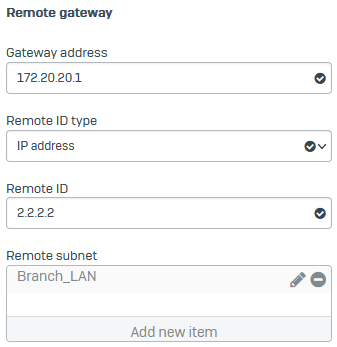 Remote gateway settings.