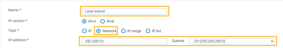 IP host for local subnet.