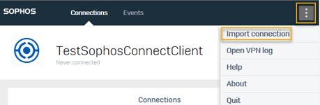 Import connection to Sophos Connect client.