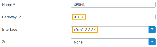 SD-WAN XFRM gateway in branch office.