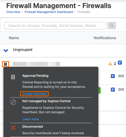 Accept services for your firewall.