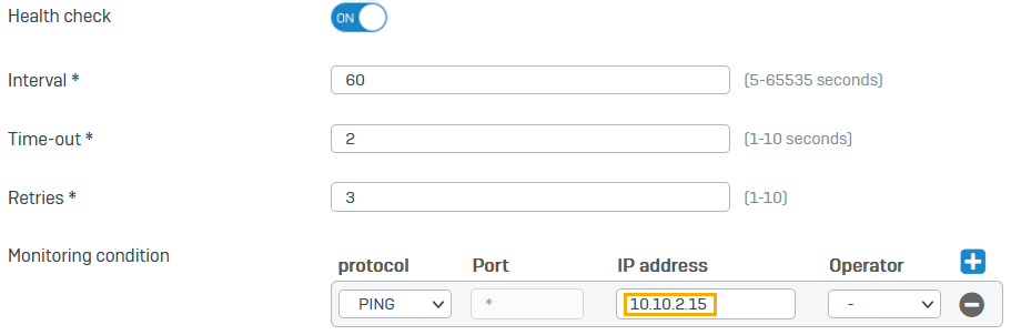 SD-WAN healthcheck settings in branch office.