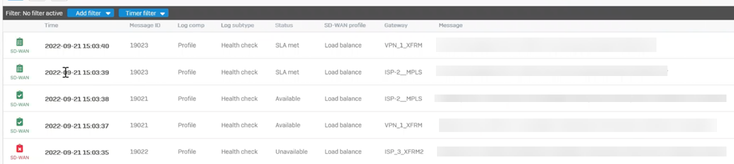Logs showing the load-balancing status.
