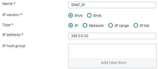 IP ホストの設定。