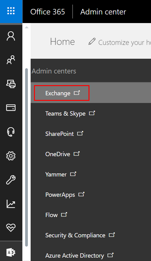 Office 365 のメニュー。