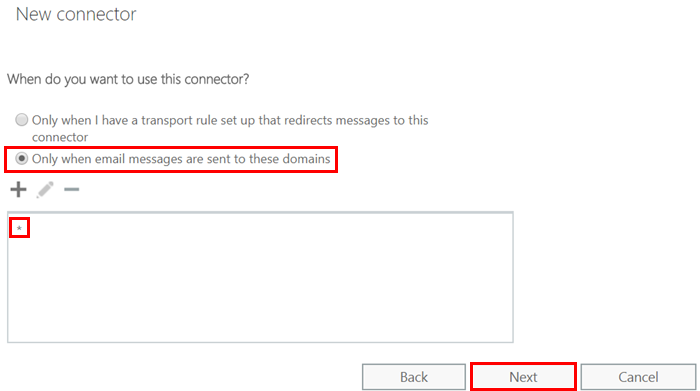 Exchange の新しいコネクタの使用方法の設定。
